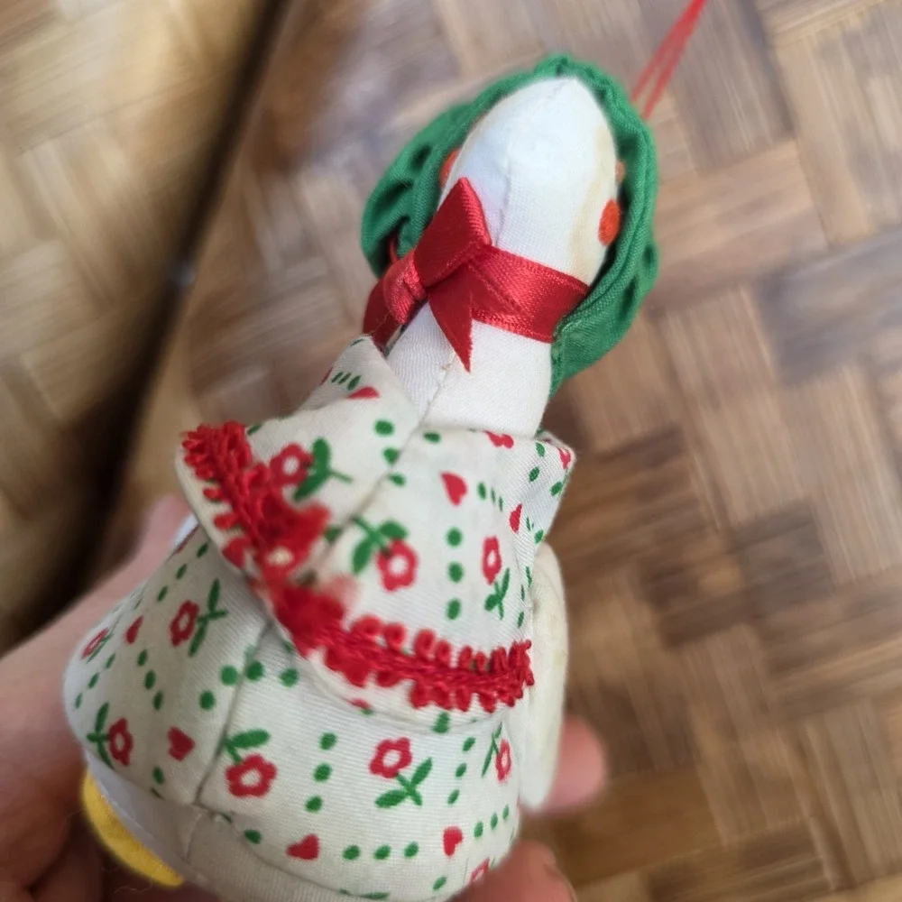 Mother Goose Christmas Ornament Stuffed Fabric‎ Vintage Cottagecore Grandmacore